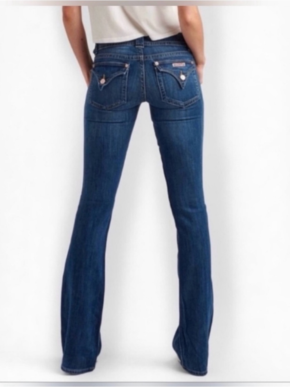 Hudson Flap Pocket Bootcut Low Rise Jeans Women's 29 Dark Indigo Flare Denim - Picture 2 of 12